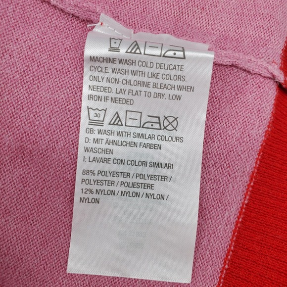 Candace Cameron Bure Pink Red Trim Button Front Knit Cardigan Sweater Womens XS - Picture 5 of 9